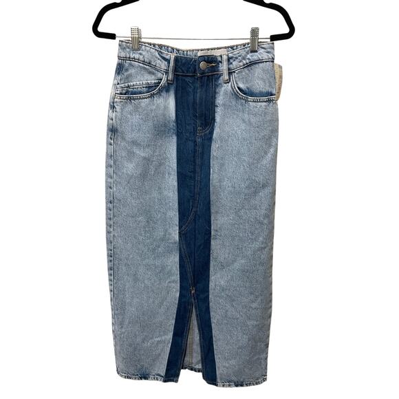 NOISY MAY rinna colorblock front slit denim midi skirt Size XS - Picture 5 of 6
